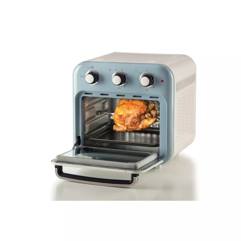 Fritadeira de ar quente e forno Ariete 4632 Vintage, 1400W, 2em1, capacidade 16L, acessórios incluídos, temporizador 60 minutos, vidro duplo, azul
