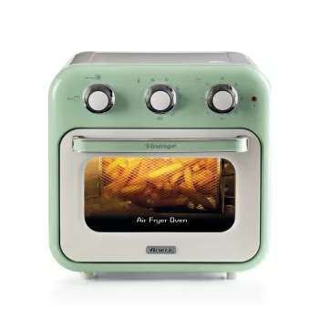 Fritadeira de ar quente e forno Ariete 4632 Vintage, 1400W, 2em1, capacidade 16L, acessórios incluídos, temporizador 60 minutos, vidro duplo, verde