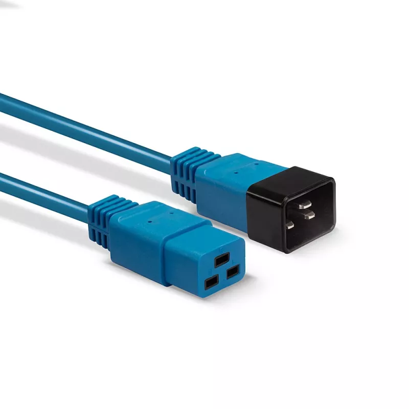Cabo de extensão Lindy 2m IEC C19 para C20, azul, 2 m, conector fêmea C19, ficha C20, 250 V, 16 A