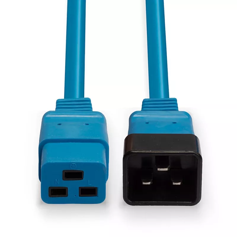 Cabo de extensão Lindy 2m IEC C19 para C20, azul, 2 m, conector fêmea C19, ficha C20, 250 V, 16 A