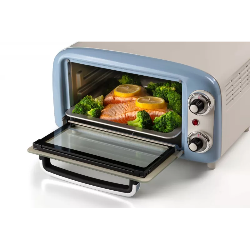 Forno elétrico Ariete 3919 Vintage, 800 W, capacidade 10 l, vidro duplo, retro, azul