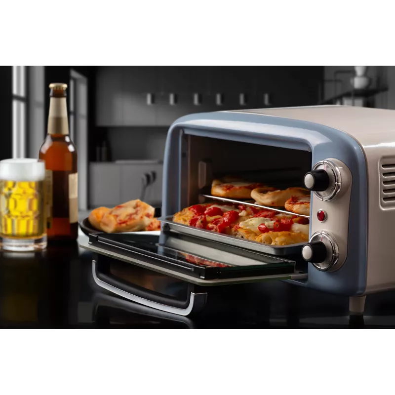 Forno elétrico Ariete 3919 Vintage, 800 W, capacidade 10 l, vidro duplo, retro, azul