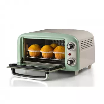 Mini-forno elétrico Ariete 3919 Vintage, 800 W, capacidade 10 L, vidro duplo, retro, verde
