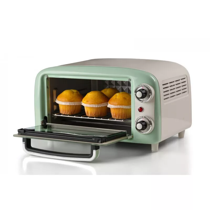 Mini-forno elétrico Ariete 3919 Vintage, 800 W, capacidade 10 L, vidro duplo, retro, verde