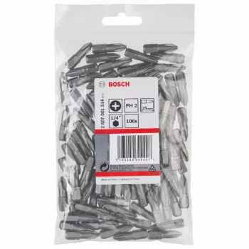 Bits de chave de fendas Bosch 2607001514 100 unid. PH 2 25 mm sextavado