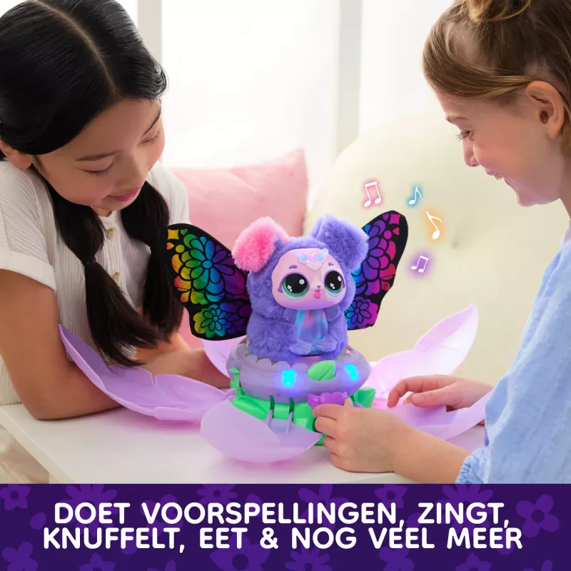 Hatchimals Bloomables de , Kittyfly brinquedo surpresa, peluche interativo com dupla revelação repetível, mais de 100 sons e reações para jogo de faz de conta (estilos variam), animais de estimação eletrónicos para crianças a partir dos 5 anos