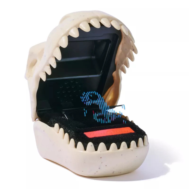 Brinquedo interativo dinossauro Spinmaster Bitzee Jurassic World – 25 dinossauros no interior, pods reativos ao toque, pilha AA, bege
