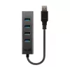 Lindy 43324 hub USB 3.0 de 4 portas, USB 3.2 Gen 1 Type-A, 5 Gbit/s, cabo integrado, alumínio/plástico, preto