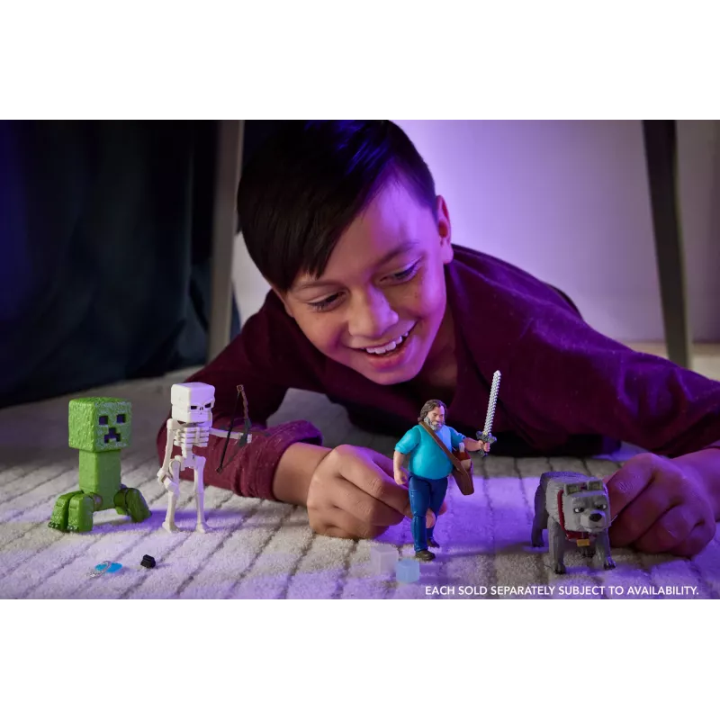 Figura de ação MATTEL Minecraft Steve com acessórios, 4 polegadas (6+), plástico, multicolor