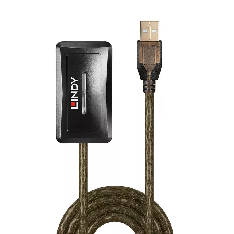 Hub de extensão ativa USB 2.0 Lindy 10m, USB 2.0, USB 2.0, 480 Mbit/s, cinzento, 28/24, 10 m