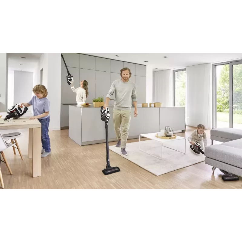 Aspirador vertical/aspiração com bateria Bosch Serie 8 BSS825ALL bateria seco sem saco preto, branco 5 Ah