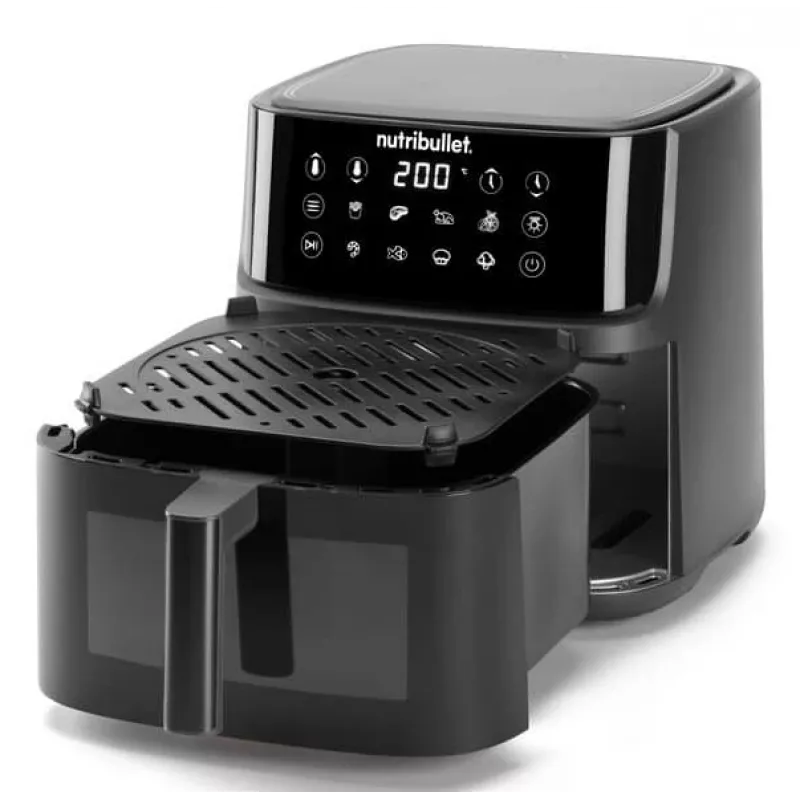 Fritadeira de ar quente NutriBullet CrispLite Vision Single 8 L de bancada 2000 W preta