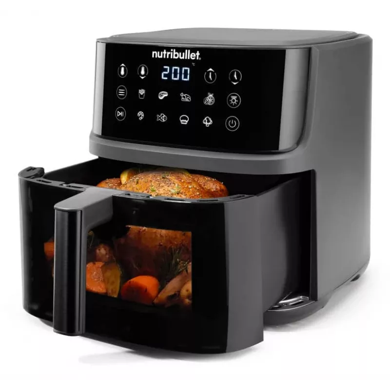 Fritadeira de ar quente NutriBullet CrispLite Vision Single 8 L de bancada 2000 W preta