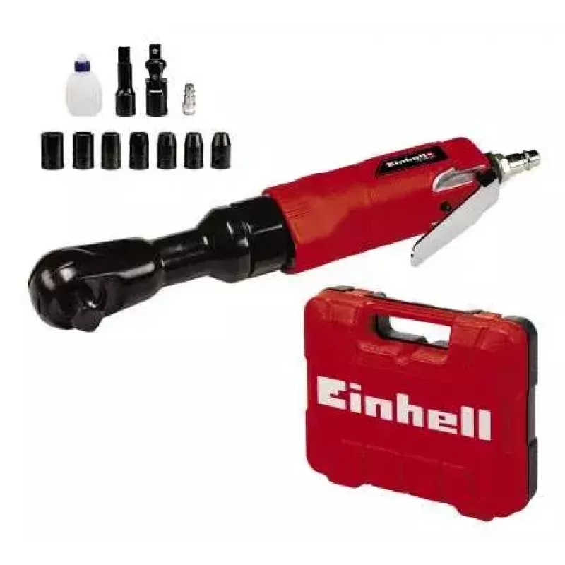 Einhell TC-PR 68 chave de roquete pneumática, 1/2", 68 Nm, 6,3 bar, M10, com 7 chaves de caixa e mala, vermelho/preto