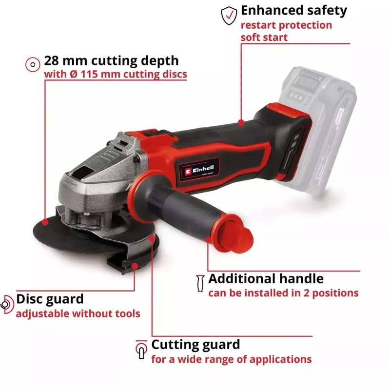Rebarbadora Einhell Power X-Change TE-AG 18/115-2 Li - Solo 18 Volt