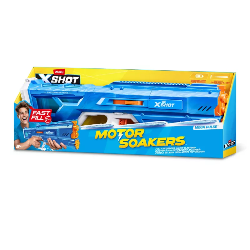 Pistola de água Zuru Mega Pulse Motor Soaker XSHOT — pistola de água motorizada a pilhas (modelo 118159)