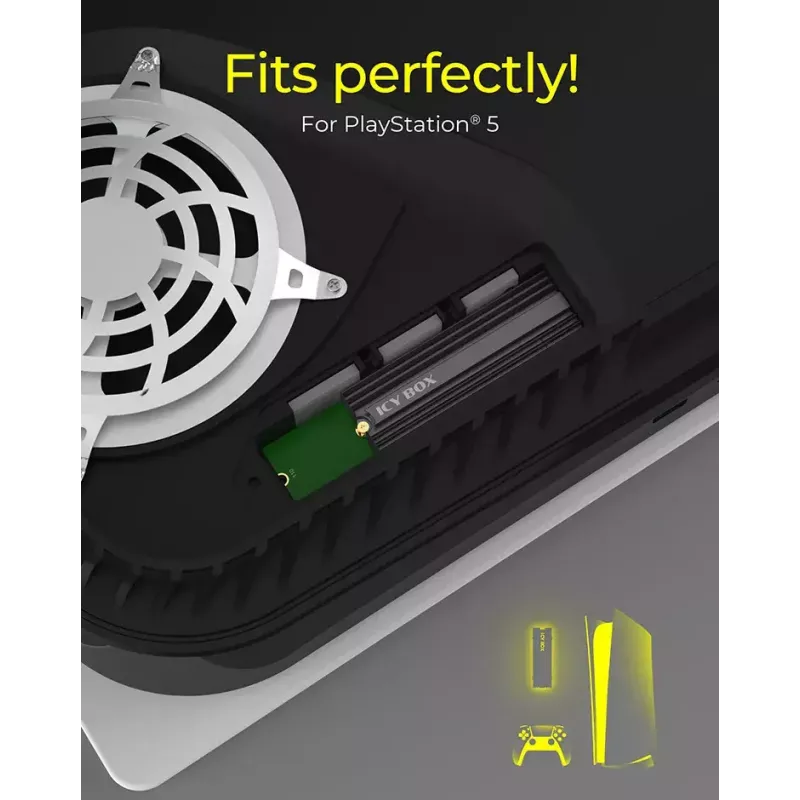 Dissipador de calor ICY BOX IB-M2HS-PS5 para PlayStation 5 preto 27 mm x 76 mm x 9 mm