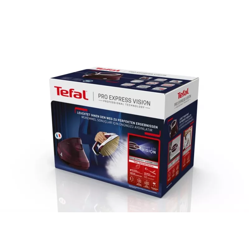 Tefal Pro Express Vision GV9810 3000 W 1,1 L Durilium AirGlide Autoclean - Base de ferro de engomar vermelho, branco