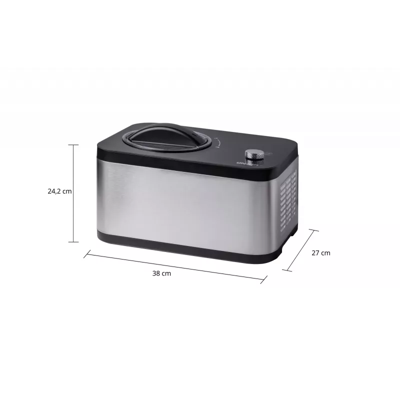 Unold 48826 Máquina de gelados e iogurteira EVA Máquina de gelados com compressor 1,5 L 120 W preto, aço inoxidável