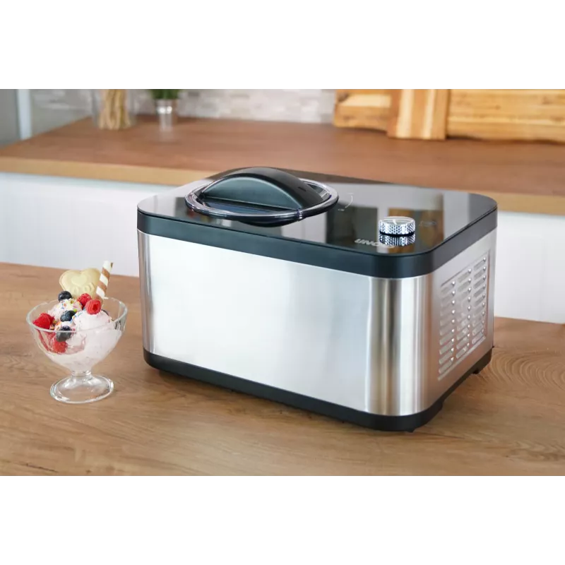 Unold 48826 Máquina de gelados e iogurteira EVA Máquina de gelados com compressor 1,5 L 120 W preto, aço inoxidável