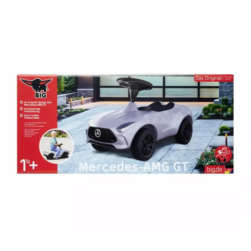 Carro de escorregar Simba-Dickie BIG Mercedes-AMG GT em prateado/preto – veículo de empurrar/pedalar para criança