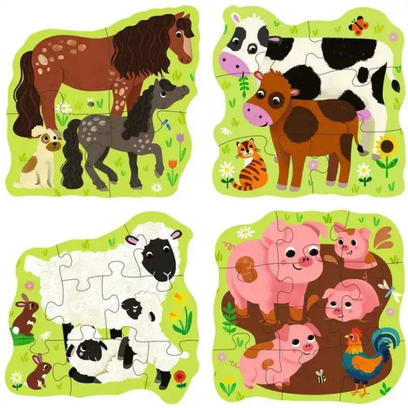 Puzzle Ravensburger UP! Animais da quinta – conjunto progressivo 4, 6, 8, 10 peças