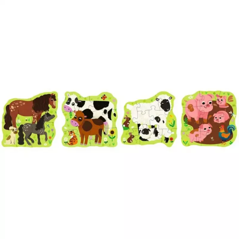 Puzzle Ravensburger UP! Animais da quinta – conjunto progressivo 4, 6, 8, 10 peças