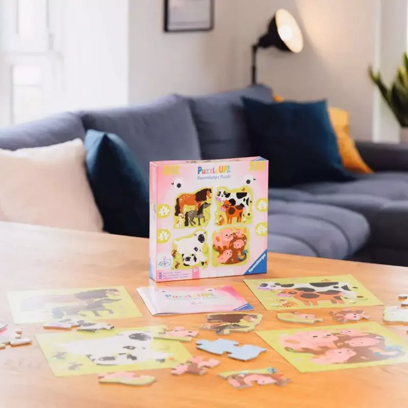 Puzzle Ravensburger UP! Animais da quinta – conjunto progressivo 4, 6, 8, 10 peças