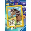 Conjunto de pintura Ravensburger CreArt – motivo Cavalo e gatinho, conjunto criativo de pintura por números