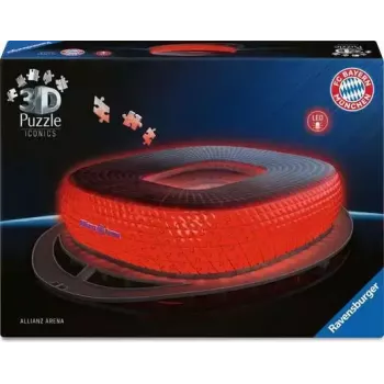 Puzzle 3D Ravensburger Iconics Allianz Arena com luz, 216 peças