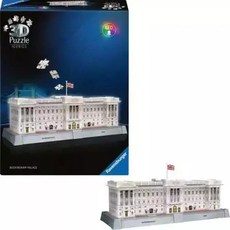 Puzzle 3D Ravensburger Iconics Palácio de Buckingham com luz, 216 peças