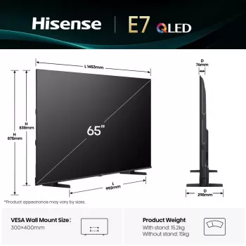 Hisense 65E77Q 165,1 cm (65 polegadas) Smart TV 4K Ultra HD WLAN preto