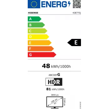 Hisense 43E77Q 109,2 cm (43 polegadas) Smart TV 4K Ultra HD Wi-Fi preto