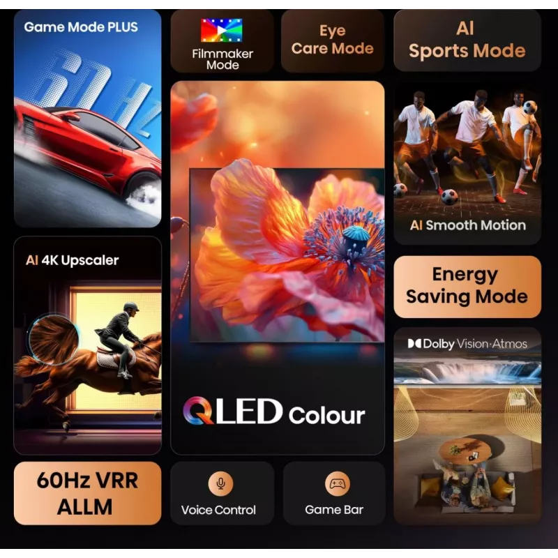 Hisense 50E77Q 127 cm (50") QLED 4K Ultra HD Smart TV, Wi-Fi, triplo sintonizador, preto