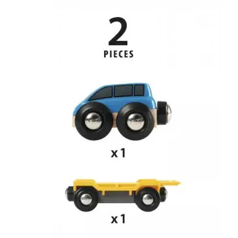 Transportador de automóveis de modelismo ferroviário Ravensburger BRIO — 2 peças, preto/azul/amarelo