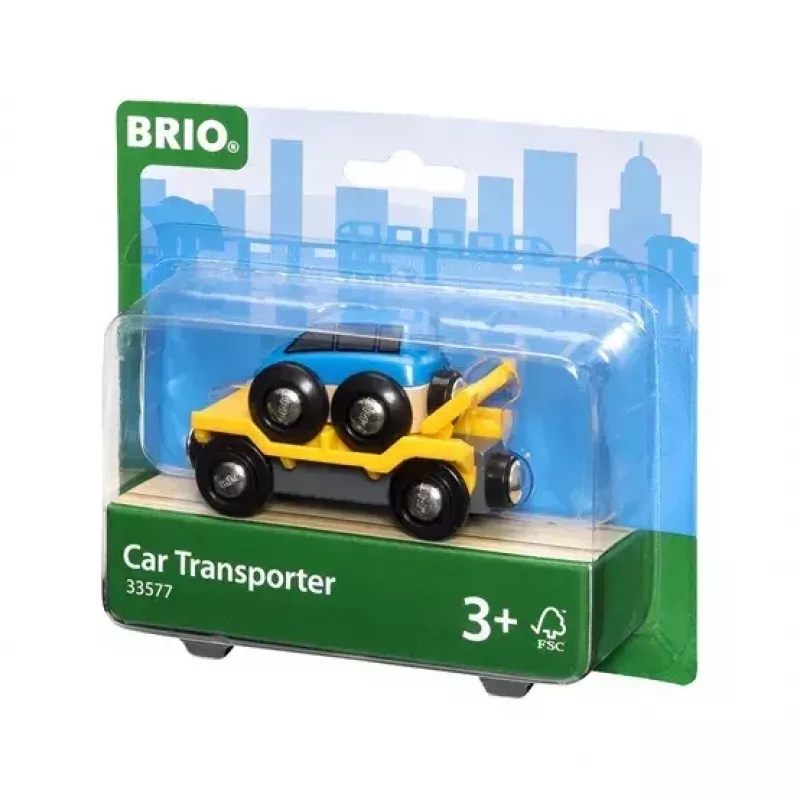 Transportador de automóveis de modelismo ferroviário Ravensburger BRIO — 2 peças, preto/azul/amarelo