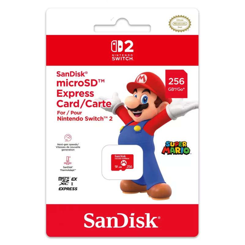 Cartão microSD Express NINTENDO 256 GB para Nintendo Switch 2, design Mario