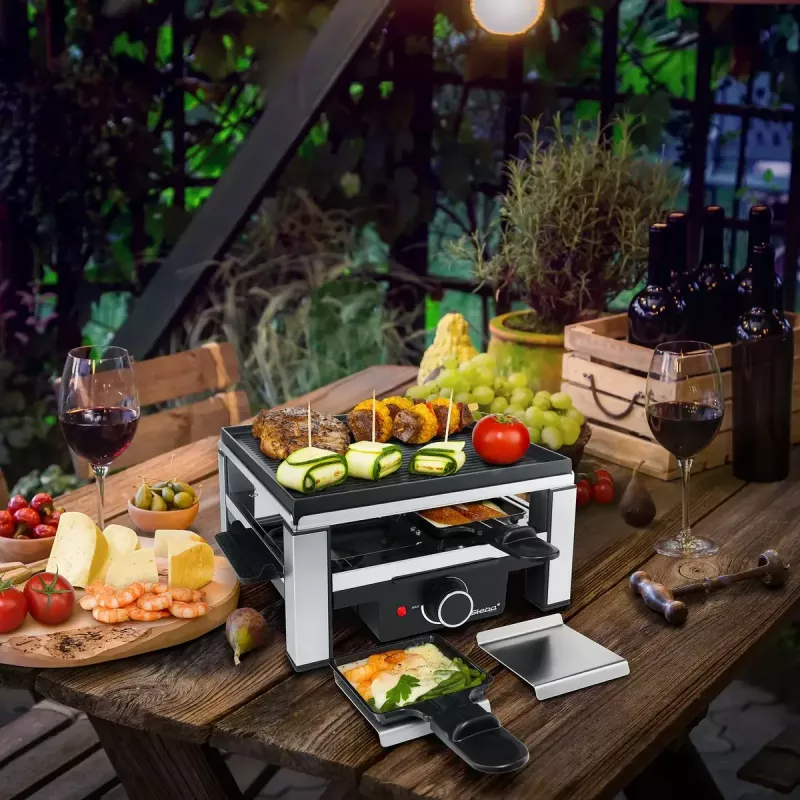 Raclette de ferro fundido RC 104 preto/aço inoxidável