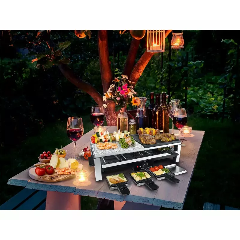 Steba RC 108 Grelhador Multi-Raclette, 2000 W, 8 panelas, aço inoxidável/preto