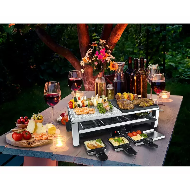 Steba RC 108 Grelhador Multi-Raclette, 2000 W, 8 panelas, aço inoxidável/preto