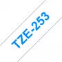 Fita de escrita Brother TZe253 24 mm azul sobre branco
