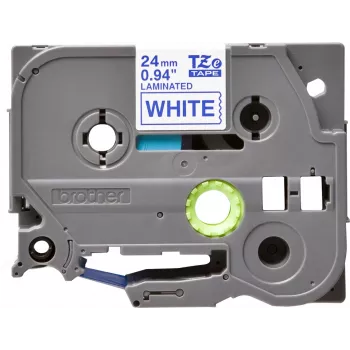 Fita de escrita Brother TZe253 24 mm azul sobre branco