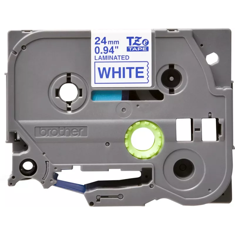 Fita de escrita Brother TZe253 24 mm azul sobre branco