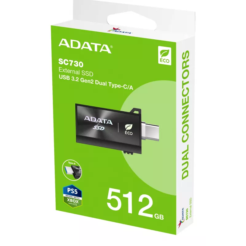 ADATA SC730 512 GB USB Type-C 3.2 Gen 2 (3.1 Gen 2) preto