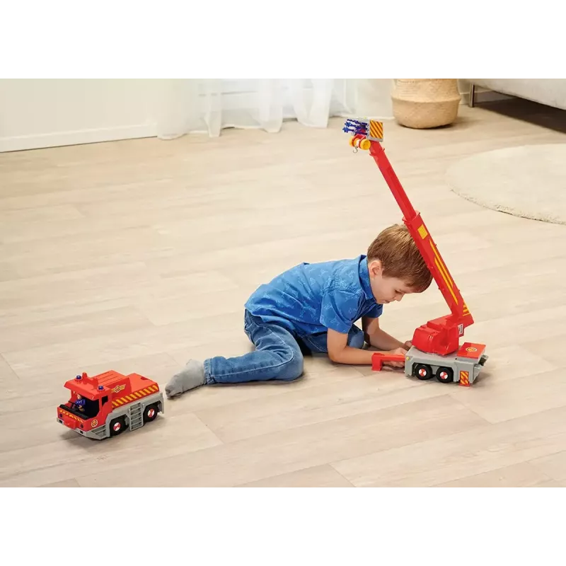 Veículo de resgate com grua de brinquedo Simba‑Dickie Fireman Sam 2-em-1 (vermelho/amarelo)