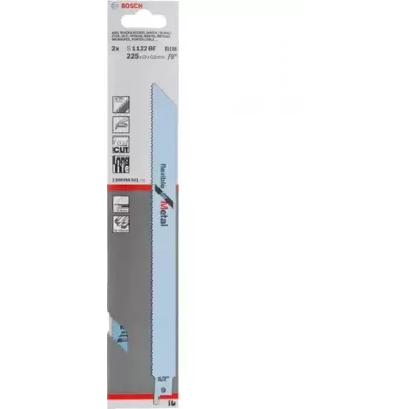 Lâmina de serra sabre Bosch S 1122 BF, bimetal, 175 mm comprimento de trabalho, 2 mm espaçamento entre dentes, 2 unidades