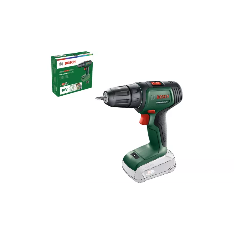 Bosch UniversalDrill 18V 06039D4000 berbequim-aparafusadora a bateria, 40 Nm, 1450 rpm, 2 velocidades, mandril de aperto rápido, sem bateria e carregador, verde/preto