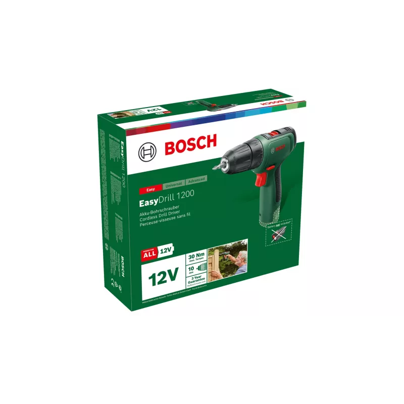 Bosch EasyDrill 1200 1500 RPM Keyless 940 g Preto, Verde