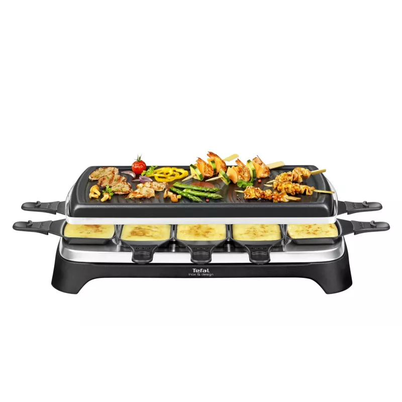 Grelhador de raclette Tefal RE4588 10 pessoas 1350 W preto, aço inoxidável