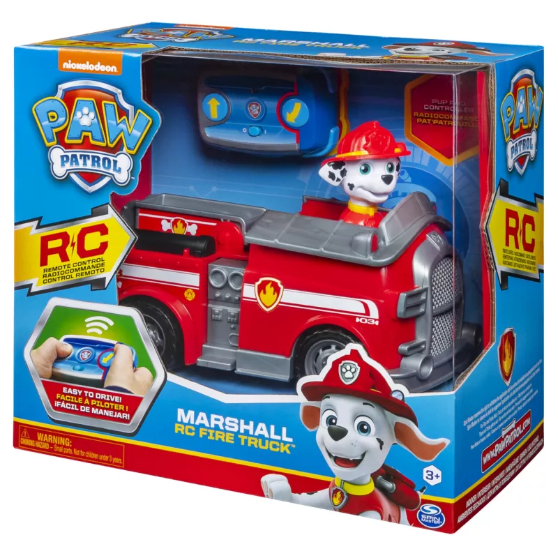 PAW Patrol, Marshall carro de bombeiros telecomandado com direção de 2 vias, para crianças a partir dos 3 anos